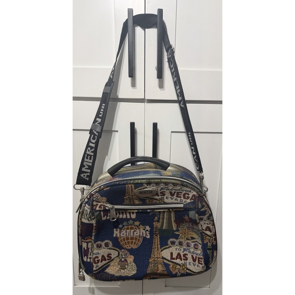 American by UNI Las Vegas Tapestry Vanity Train Case Travel Cosmetic Bag Strap